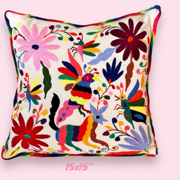 ANIMALES |  15X15" | Otomi Pillow Sham | Otomi Decorative Pillow | Multicolor  | Pillow sham  | Each | Otomi Decorative Cushion cover