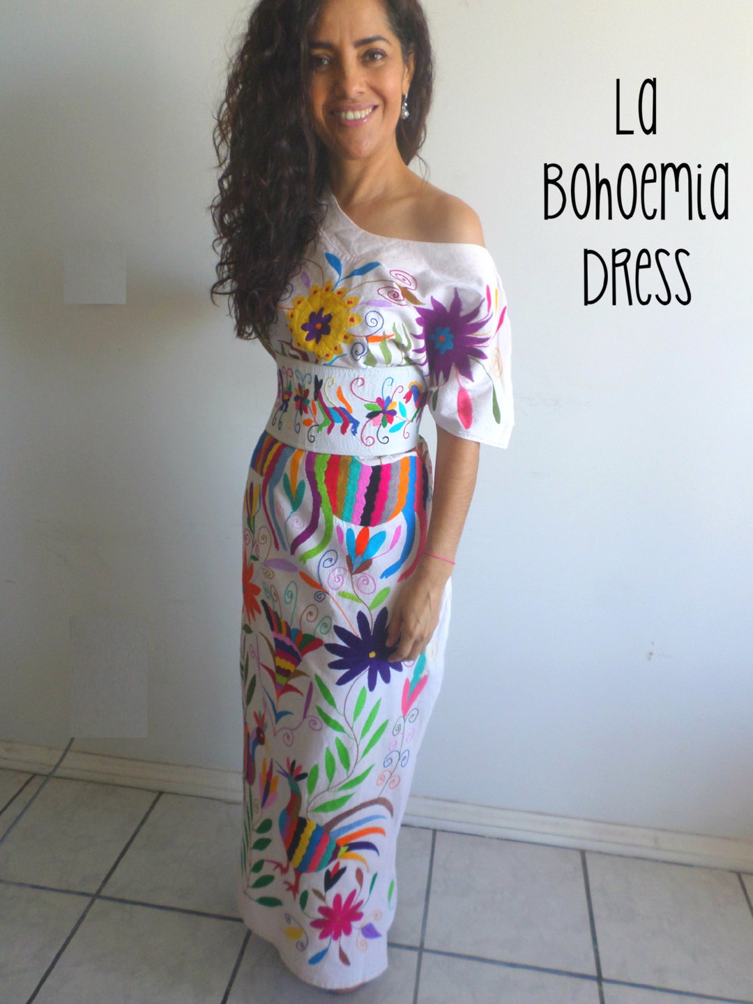 Long Bohemian Chic Otomi Dress Tunic Otomi Mexican Wedding Dress Long ...