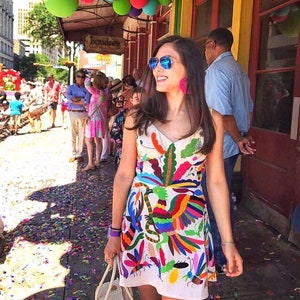 As featured in our Instagram account. Sexy multicolor Otomi Dress. Hand embroidered otomi Dress -- Made to Order