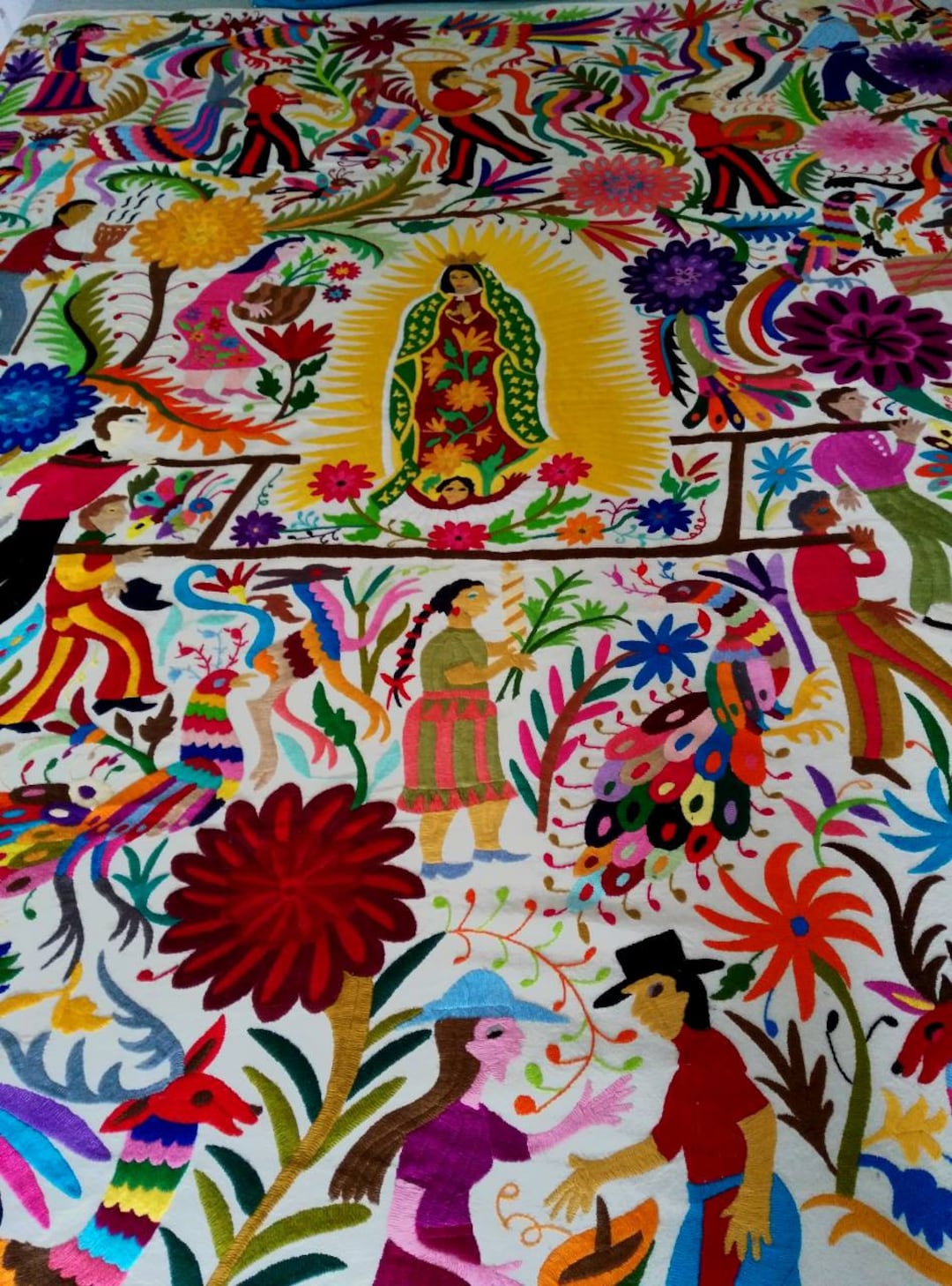 SOLD Stunning Otomi Fabric Quilt 'traditions' Fabric multicolor Hand