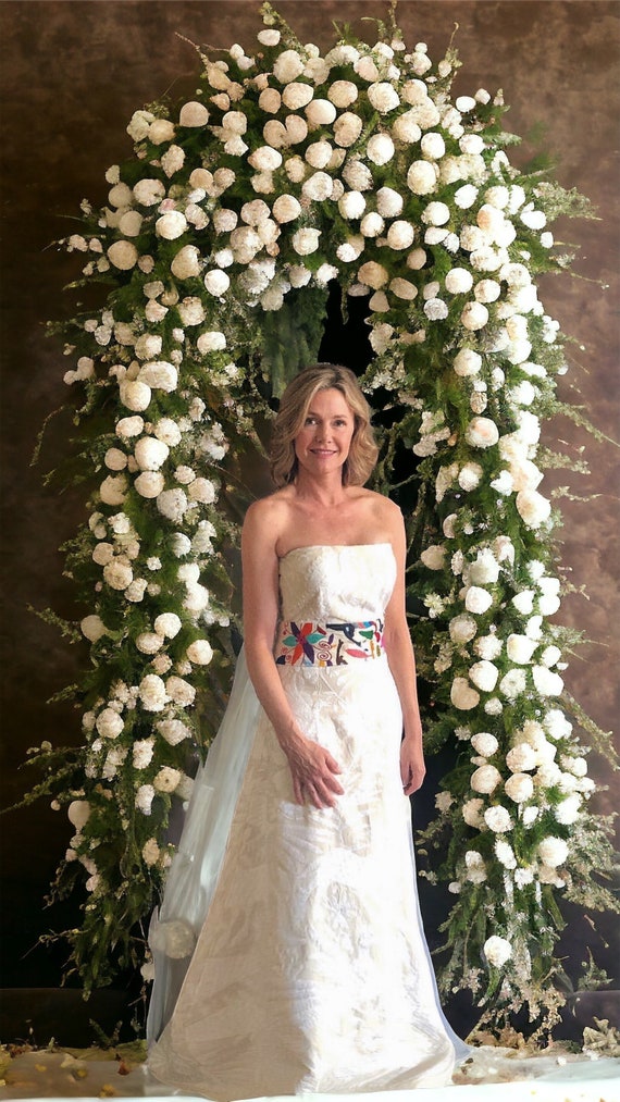 strapless white dress with brown belt Ivory Strapless Maxi Dress With Chain Belt main image 0