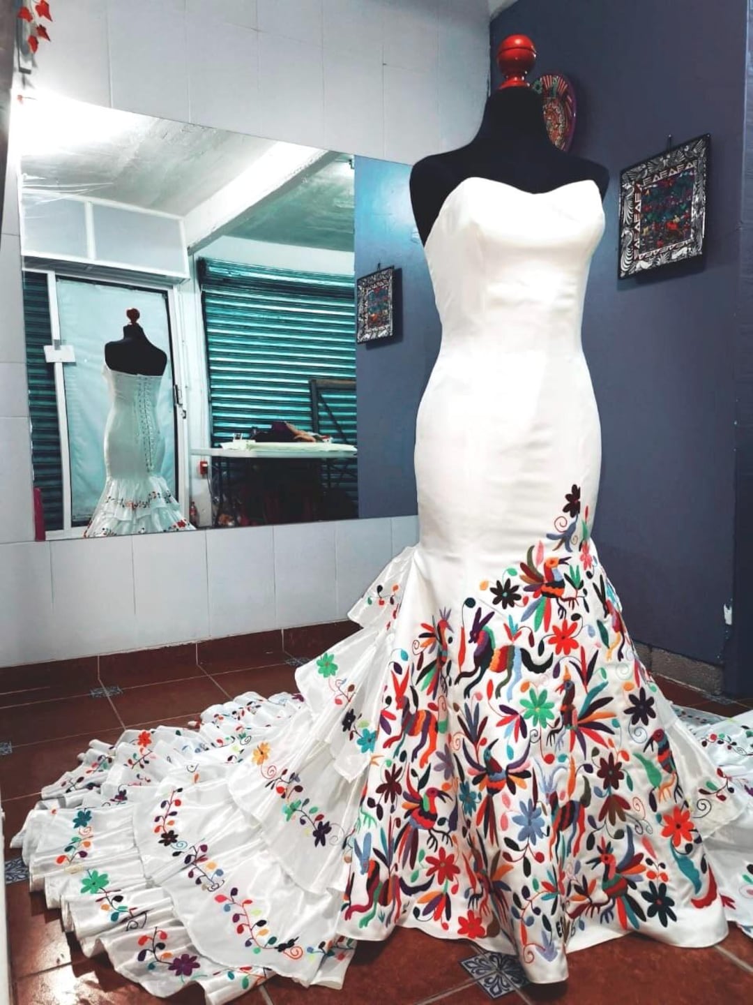 Stunning Otomi Wedding Dress Multicolor Otomi Wedding Bride Wedding Dress - made to order