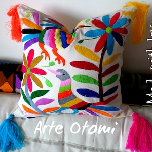 Otomi Pillow sham Multicolor 100% cotton hand embroidered by Otomi indigenous women.Vibrant colors naturally dyied #SociallyConscious