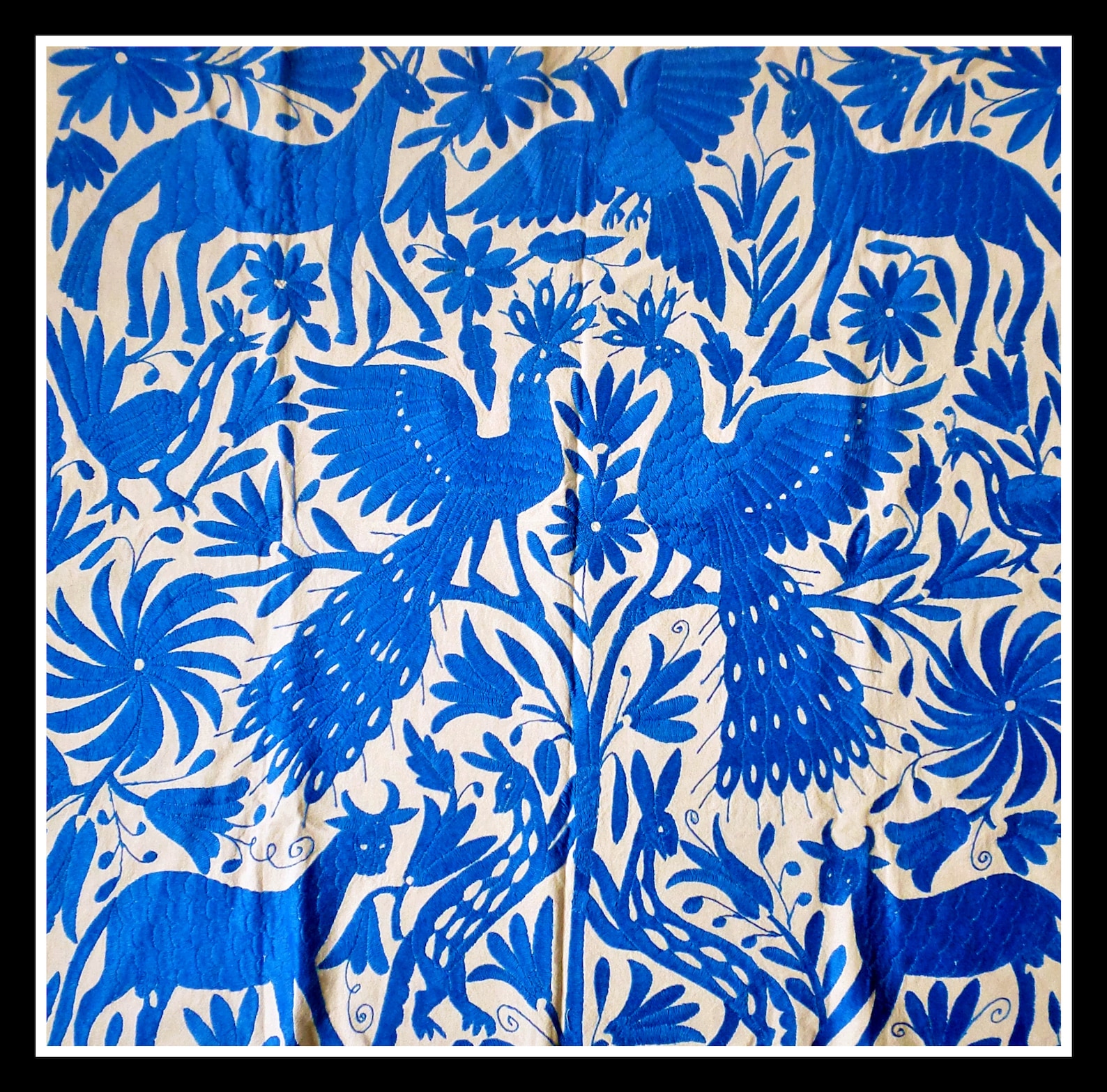 Blue Otomi Wall Decor Wall Hanging Otomi Blue Otomi Fabric Etsy