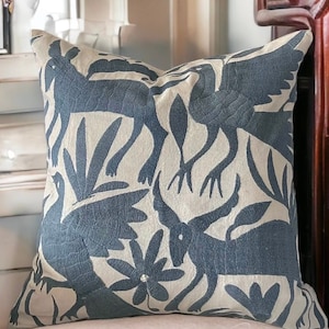 Otomi Pillow sham Gray embroidery - Hand embroidery pillow case - Pillow cover - Throw pillow - Cushion - Decorative Pillow Gray Price Each