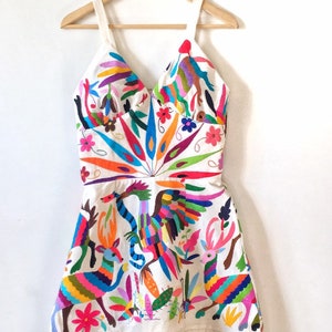 As featured in our Instagram account. Sexy multicolor Otomi Dress. Hand embroidered otomi Dress -- Made to Order