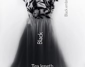 Wrap up Elegant Black hand embroidery Otomi Wedding dress Tea length