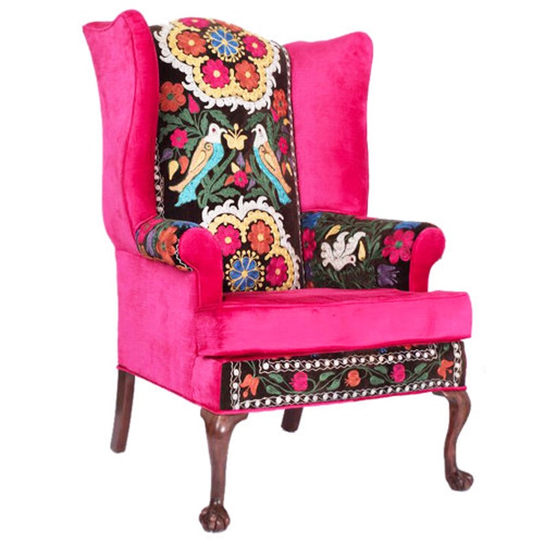 LOVE Birds Bohemian Chair Wingback Chair Stunning Etsy