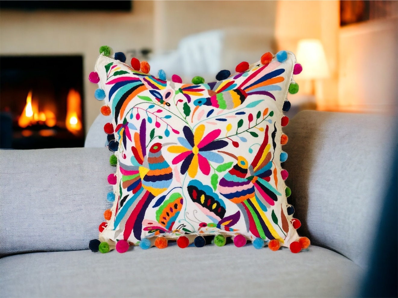 Otomi embroidered pillows discount