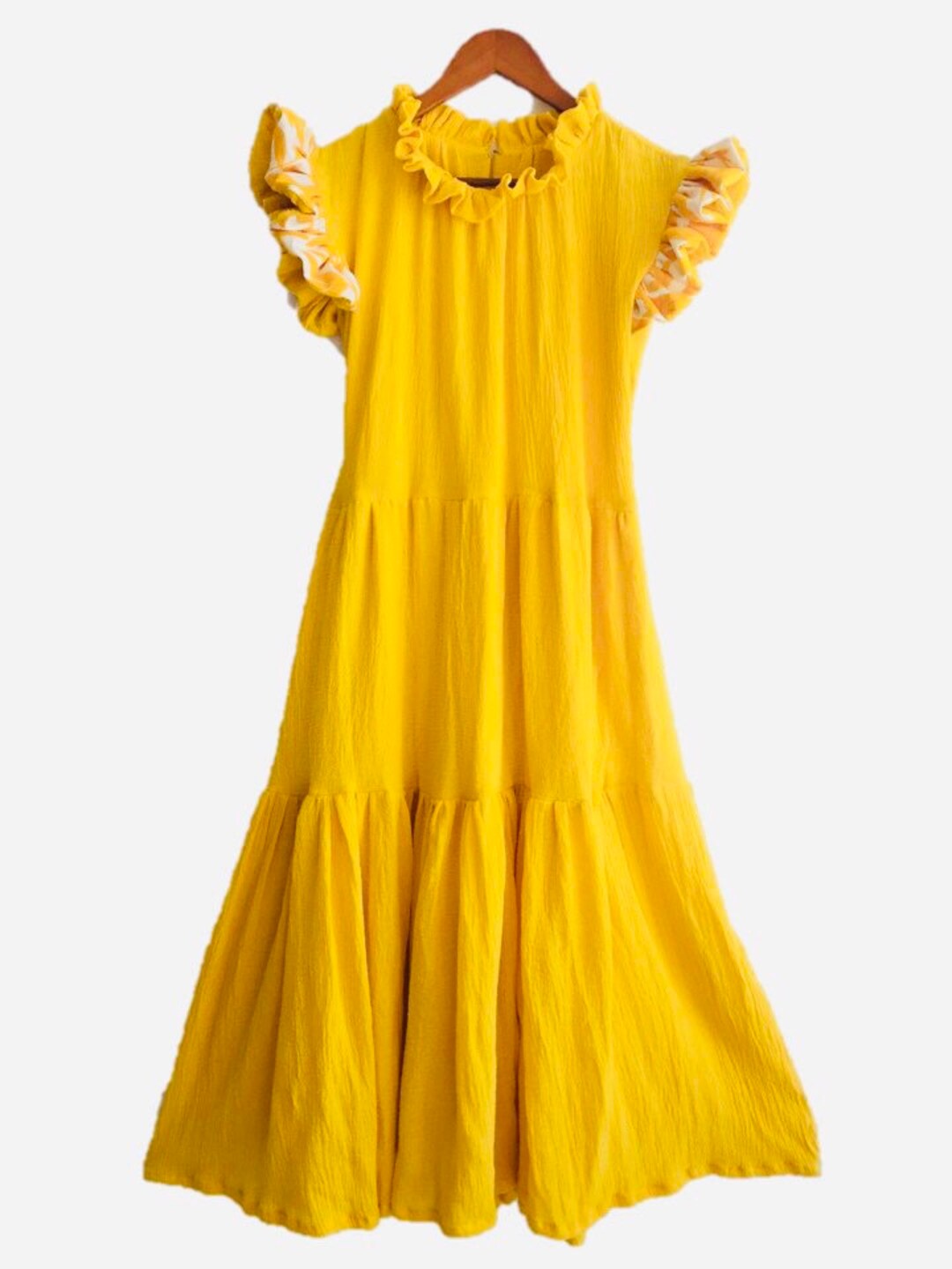 The MERIDA Boho Chic Dress Yellow Ruffles Resort Style - Etsy