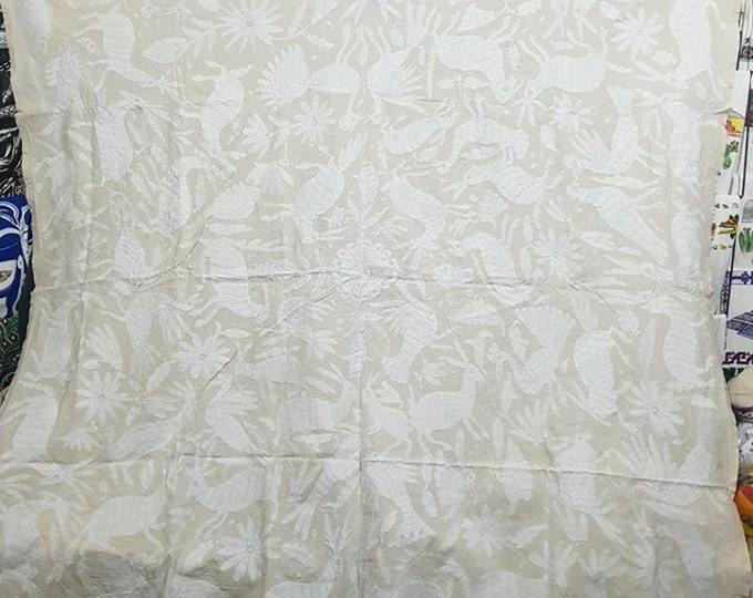 MY RANCH White Otomi Quilt Otomi Embroidery Mexican Suzani Otomi Wall
