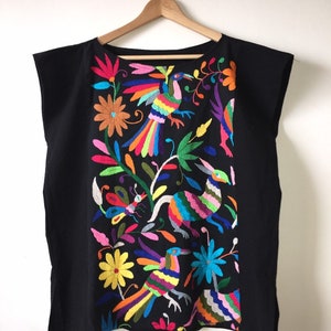 Otomi Love Birds Amazing Otomi Blouse Hand embroidered by #Otomi women. Black and multicolor embroidery - PLUS SIZES AVAILABLE