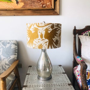 Otomi Lampshade  - Hand embroidery - Otomi Lampshade - Otomi Gold embroidery