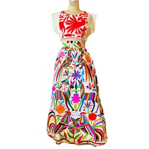 SAN BLAS Maxi Skirt multicolor otomi hand embroidery “A” shape