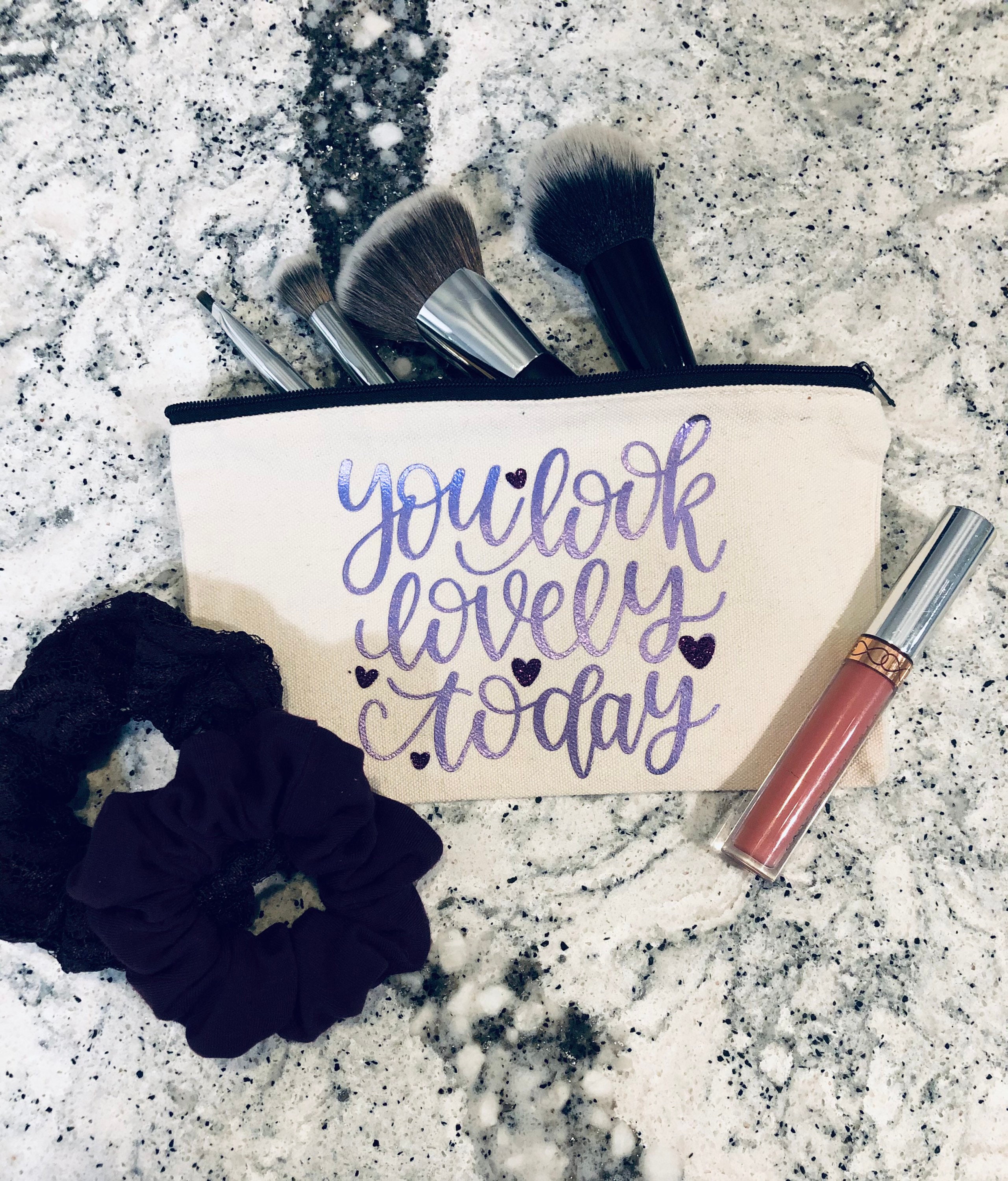 Makeup Bag Gift Set with Personalized Name you look lovely Etsy