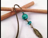 Bookmark Metal Bronze color bead torch and pen charm, handmade bookmark, charme bookmark, bookmarks, planner bookmark, Made in France.