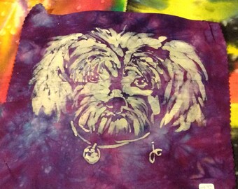 Dog Lover Batik Tapestry Sewing Fabric Tye Dye Fabric Shih Tzu Purple Handmade Jennifer Centric Hippie Decor