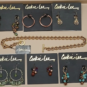 Schmuck Lot Cookie Lee Erdtöne Kupfer Ohrringe Choker Halskette on Card