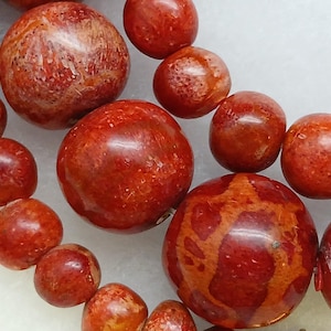 Red Jasper Beaded Necklace Graduated Sizes 24" Long Beautiful Unique Poppy Jasper