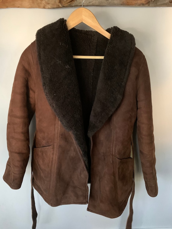 Brown shearling coat medium