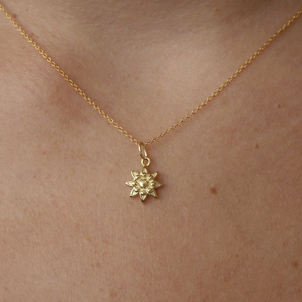 Zierliche Sonne Charm Halskette - 14k gold filled - Minimal Schmuck Geschenke - Zierliche Halskette