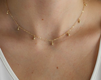 Gold Dust Drop Necklace: 14k Gold Fill, Dainty Layering Jewelry