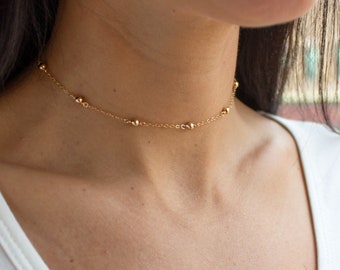 Dainty Gold Choker Collier - Bijoux minimes - Collier chaîne - Collier couche - Sterling Silver Choker - Bijoux simples - Cadeaux pour elle