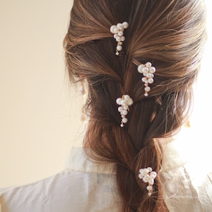 Pearl Hair Pins Wedding Updo Boho Bride Ethically Made Bride to Be Wedding Style Bobby Pin Braid image 1