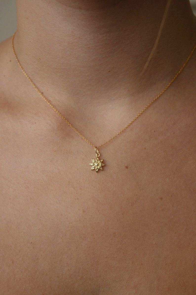 Dainty Sun Charm Necklace 14k gold filled Minimal Jewelry Gifts Dainty Necklace image 1