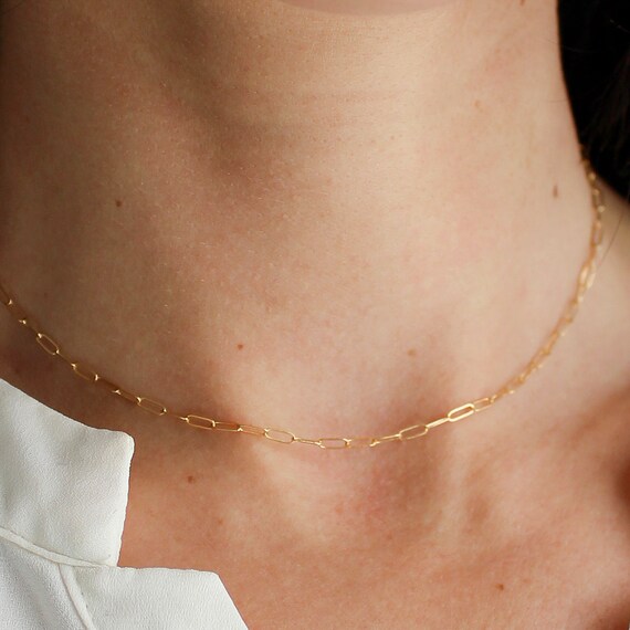 Gold filled Choker, Simple Minimalist Gold Filled Chain Necklace