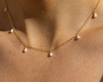 collane Collana Perle y in 925 Perla d'Acqua Dolce Catena appesa Forma a Goccia Lunghezza Regolabile gioielleria di ciondoli da Donna