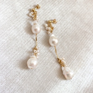 Bridal Earrings - statement earrings - baroque pearls - beach wedding jewelry - boho bride - modern bride - dangle earrings