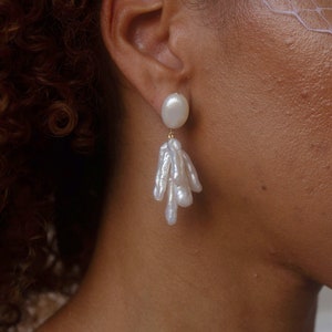 Bridal Earrings Statement Baroque Pearl Drop Earrings Wedding Jewelry Modern Bride 14k gold filled or sterling silver image 3