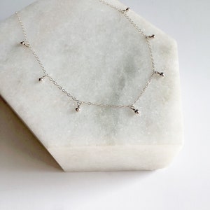 Dainty Silver Necklace - Dew Drop Necklace - Choker - Minimal & Dainty Jewelry - Short Necklace -  14k gold fill or sterling silver