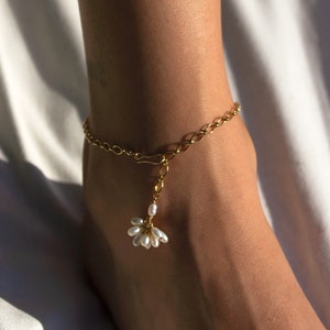 Chain Link Anklet - Dainty Pearl Jewelry - Minimalist Style Jewelry - Gifts for Her - 14k gold filled or sterling silver
