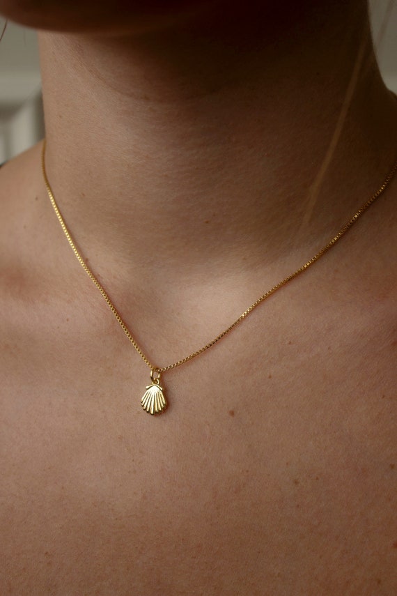 Shell Necklace Beach Jewelry Gift Ideas 14k gold filled Charm and  Chain