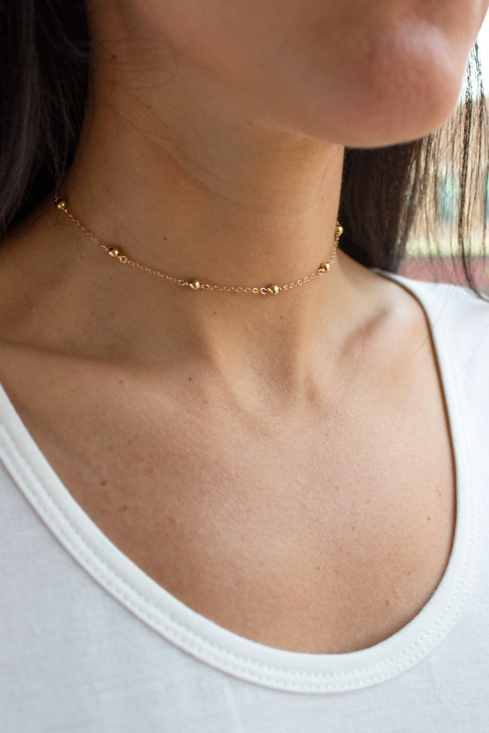 Dainty Gold Choker Necklace Minimal Jewelry Chain Choker Layering