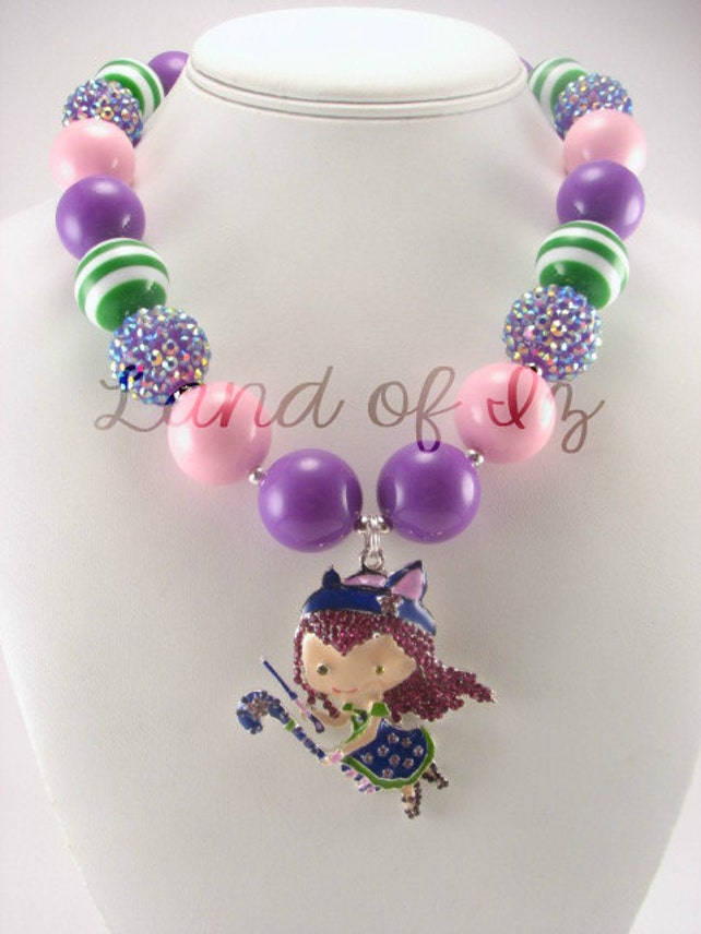 Hazel Little Charmers **ON SALE** Witch Pendant Bubblegum Chunky Necklace