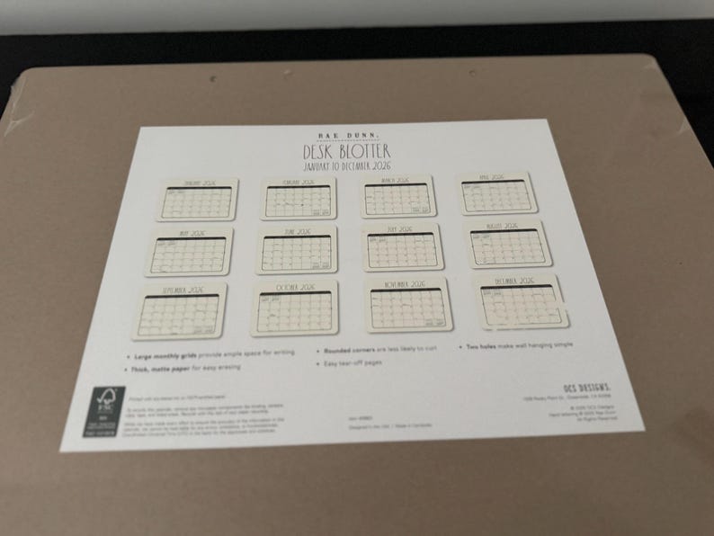 RAE DUNN 2025-2026 Black Border Frame Desk Calendar With Note Cards - Etsy