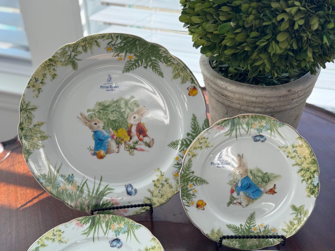 Peter Rabbit Party Plates Peter Rabbit Dinner and Side Plates With Gold Rim - Collectible Plates ...