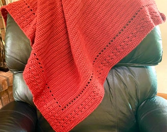 Hermoso patrón de manta de crochet con borde incorporado
