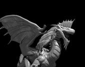 Adult Silver Dragon Miniature -  D&D - Pathfinder - RPG games