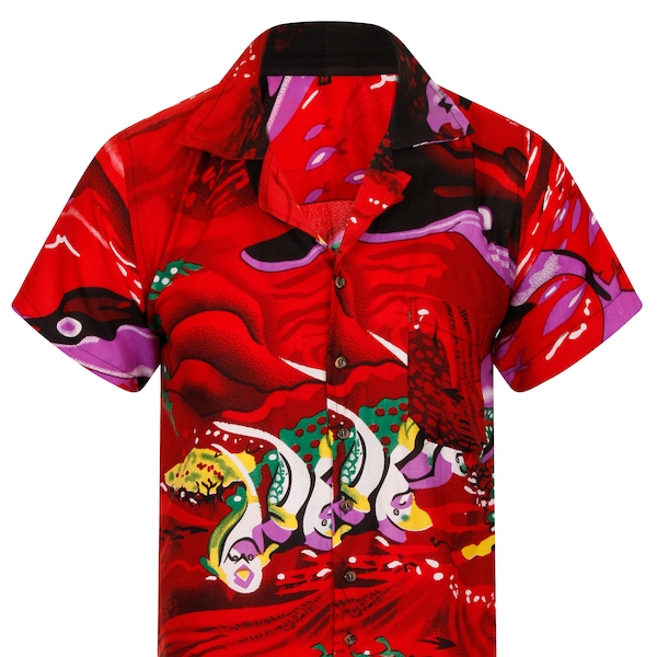 Sealife Shirt Hawaiian Shirt Fish Mens Loud Aloha Holiday Fancy Dress Funny Retro Vintage Bird Jungle Island Party Fishing S M L XL XXL NEW