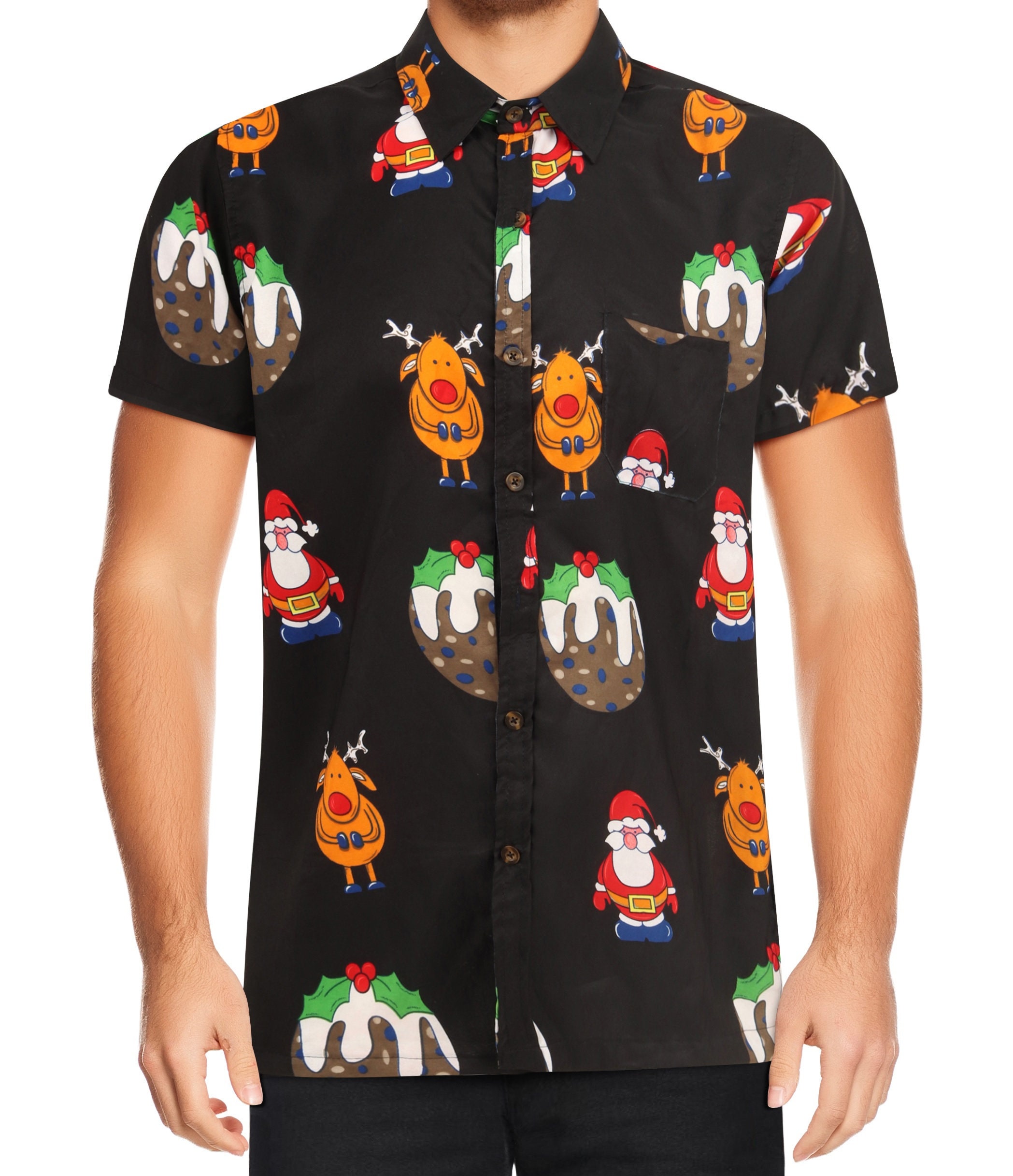 Christmas Shirt Short Sleeve Mens Santa Loud Surf Xmas Hat - Etsy UK
