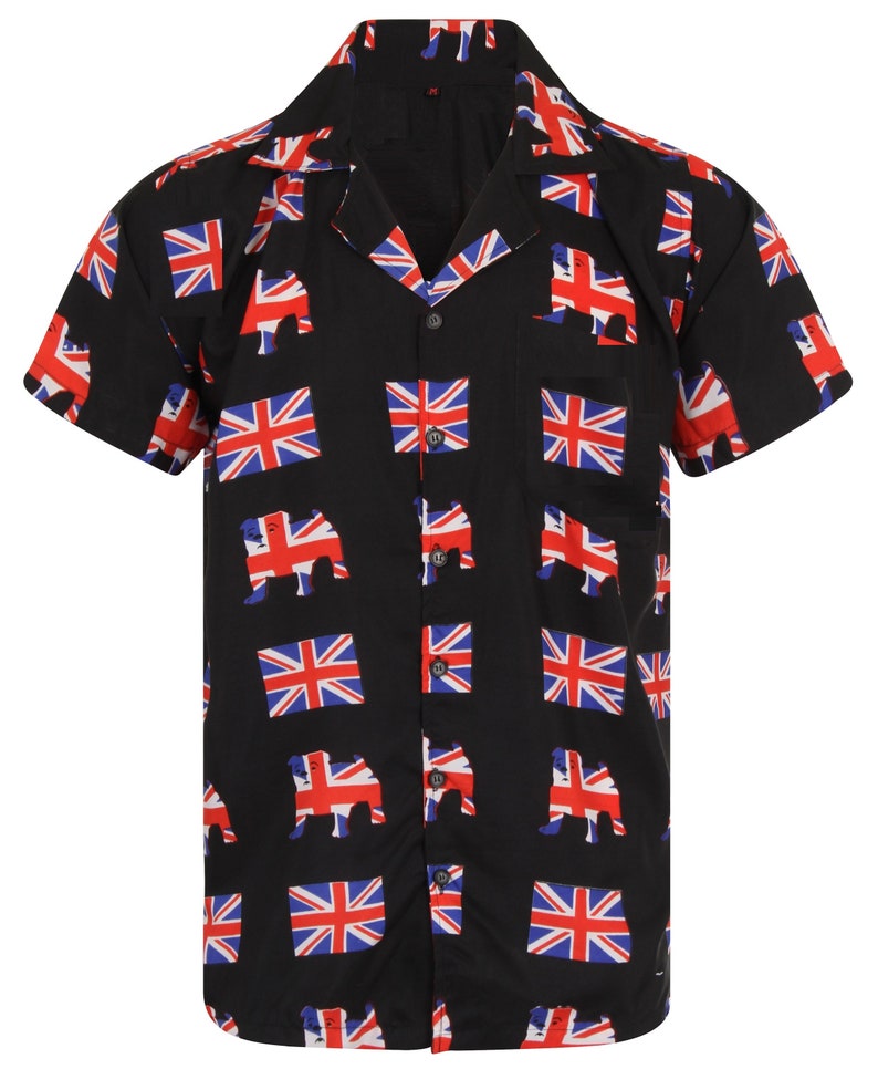 Hawaiian Shirt Union jack shirt mens great britain england loud aloha bulldog queen flag beer london stag party uk bbq brexit S M L XL XXL 