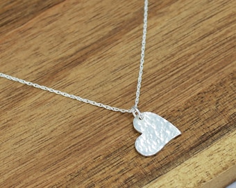 Hammered Heart Sterling Silver Fine Necklace