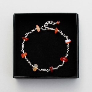 Carnelian Sterling Silver Chip Bracelet