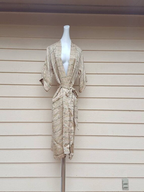 Vintage Long Rayon Brocade Robe