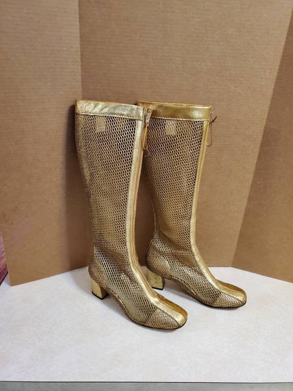 WOW - Vintage 1970's Gold Mesh GoGo Boots
