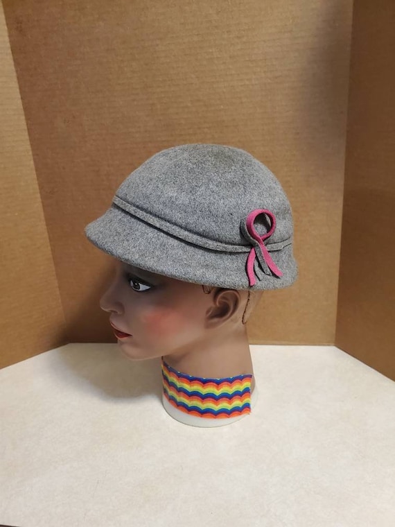 1930's Glenover Gray with Pink Bow Wool Hat Henry
